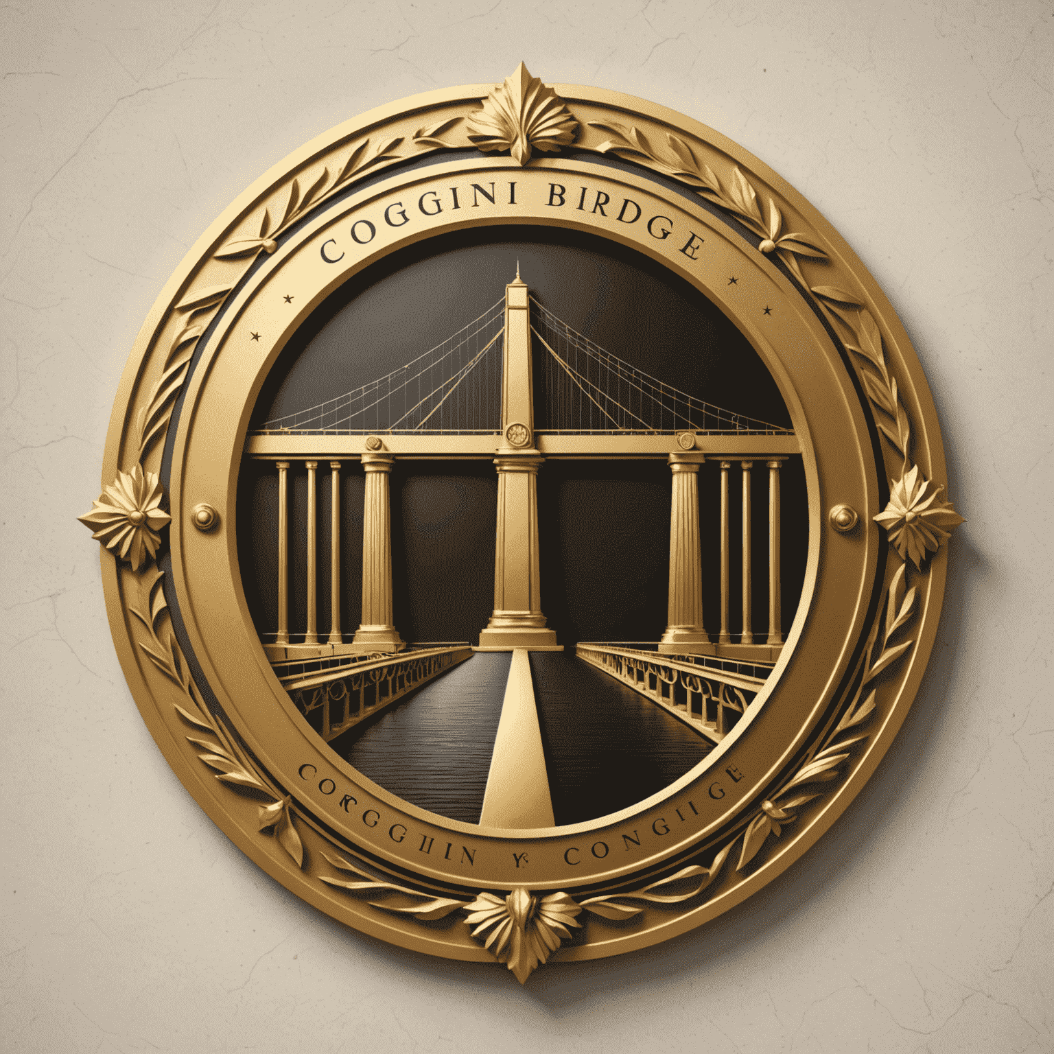CogniBridge logo - an elegant gold emblem representing a bridge of cognition