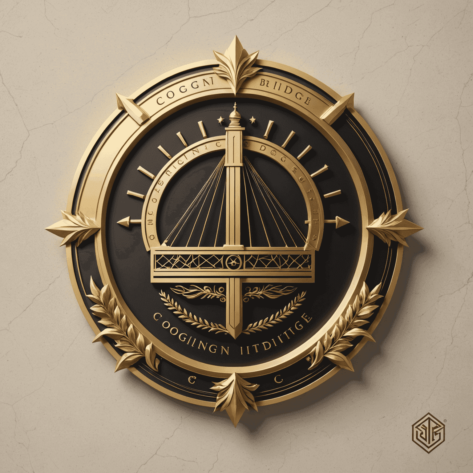 CogniBridge logo - an elegant gold emblem representing a bridge of cognition