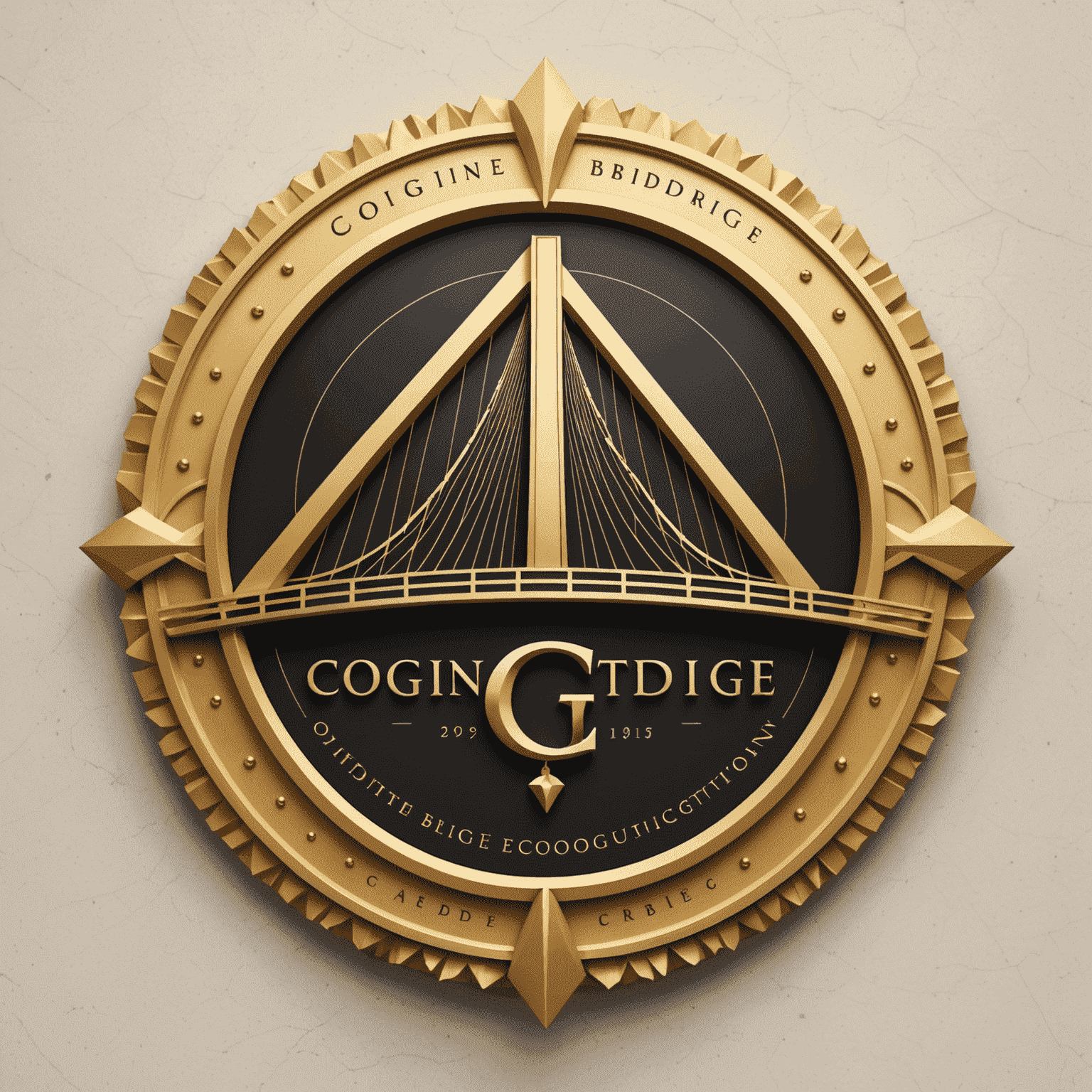 CogniBridge logo - an elegant gold emblem representing a bridge of cognition